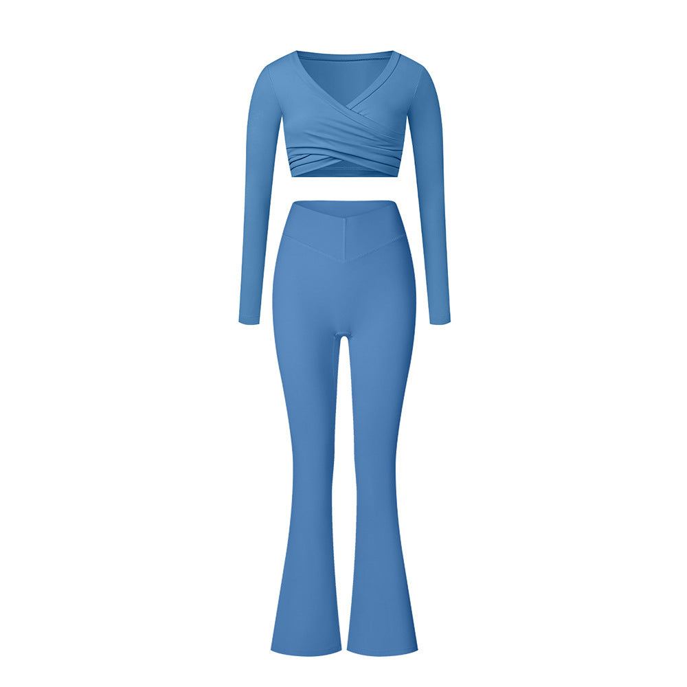 Brushed Performance Long Sleeve Crop Top and Leggings Yoga Activewear Set