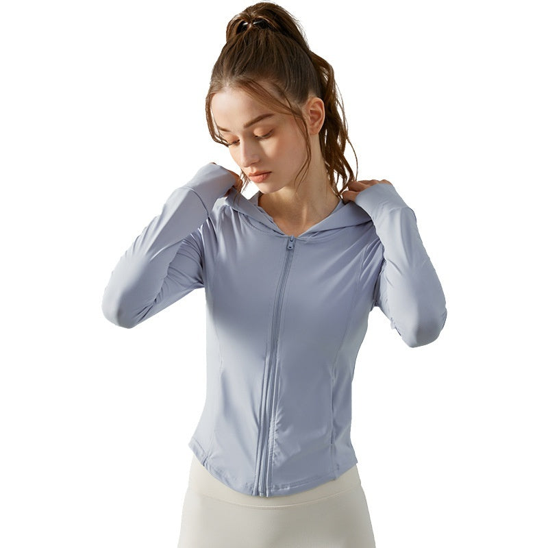 Breathable Slim Fit Long Sleeve Performance Hoodie Jacket for Women
