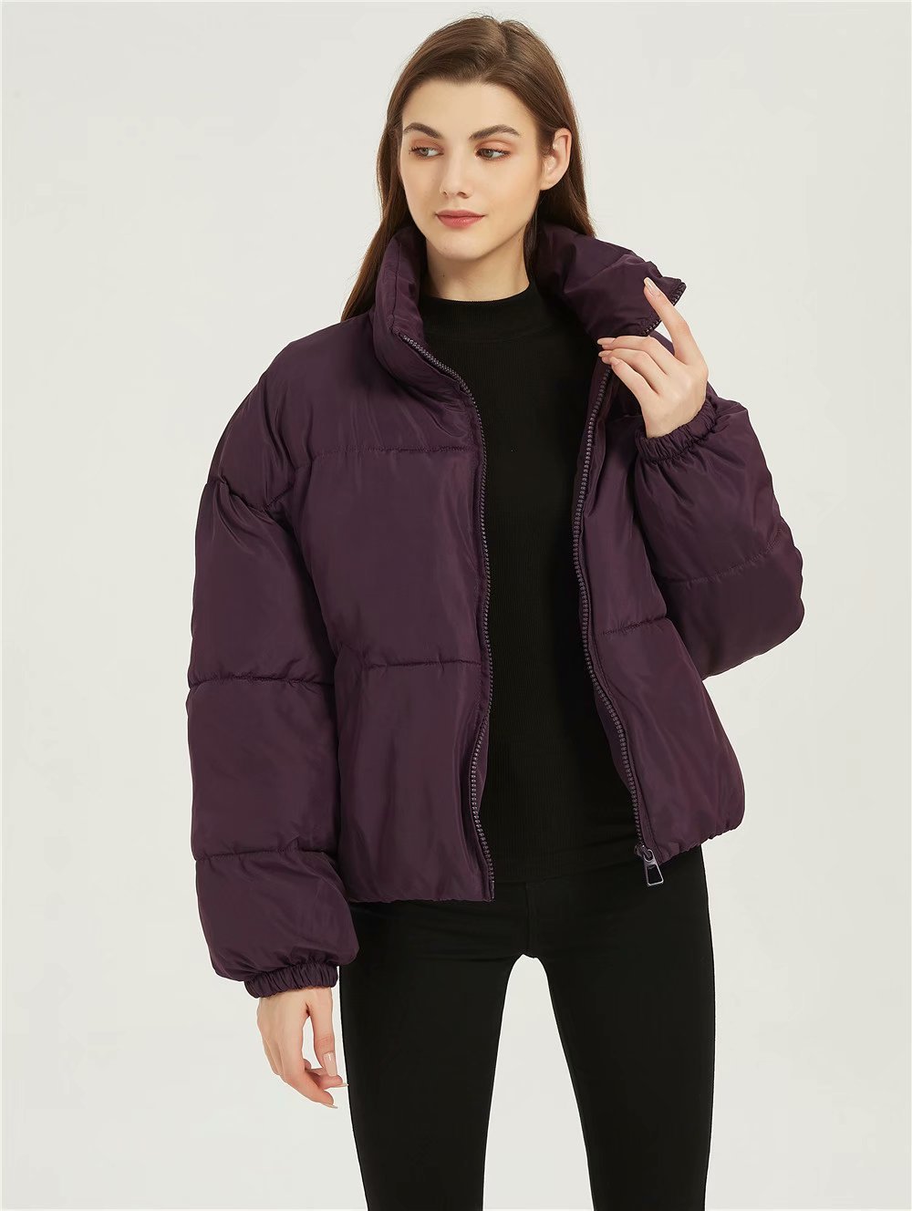 Chic Urban Puffer Jacket with Stand Collar Cozy Winter Essential