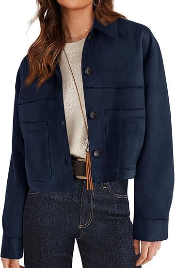 Chic Faux Suede Cropped Jacket Perfect for Effortless Casual Autumn Style