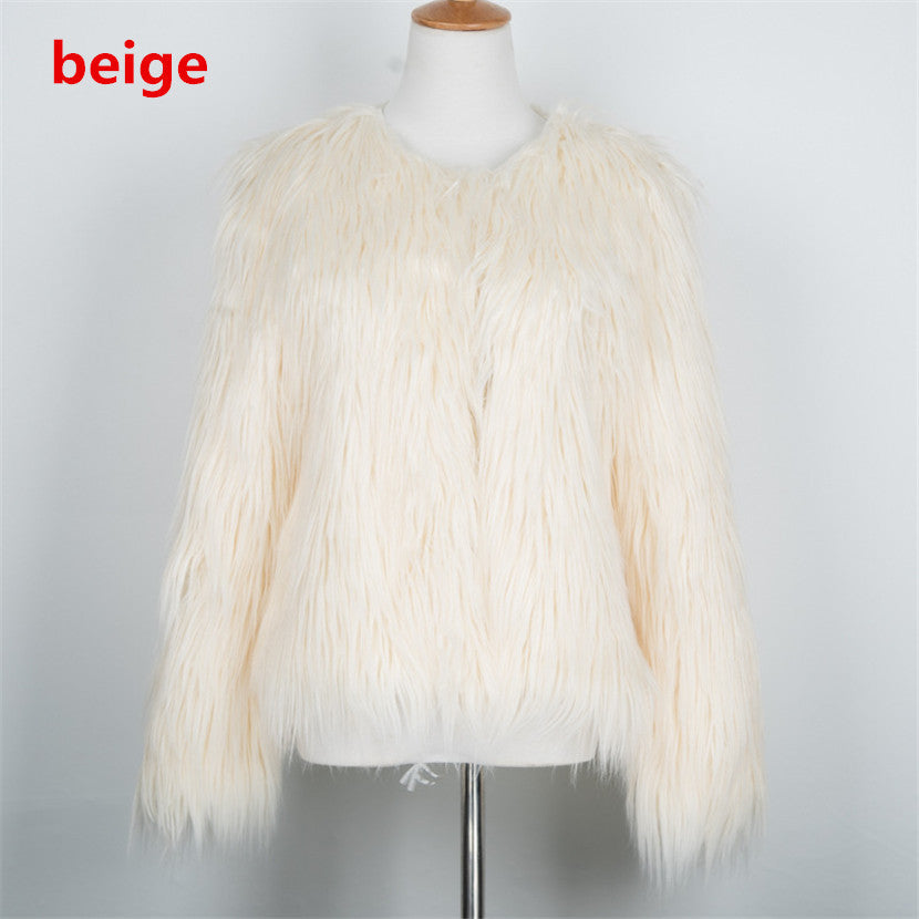 Luxurious Shaggy Faux Fur Short Jacket Warm Cozy Outerwear