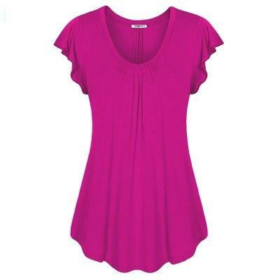 Women's Casual Cotton Tunic Top with Flutter Sleeves - Plus Size Available