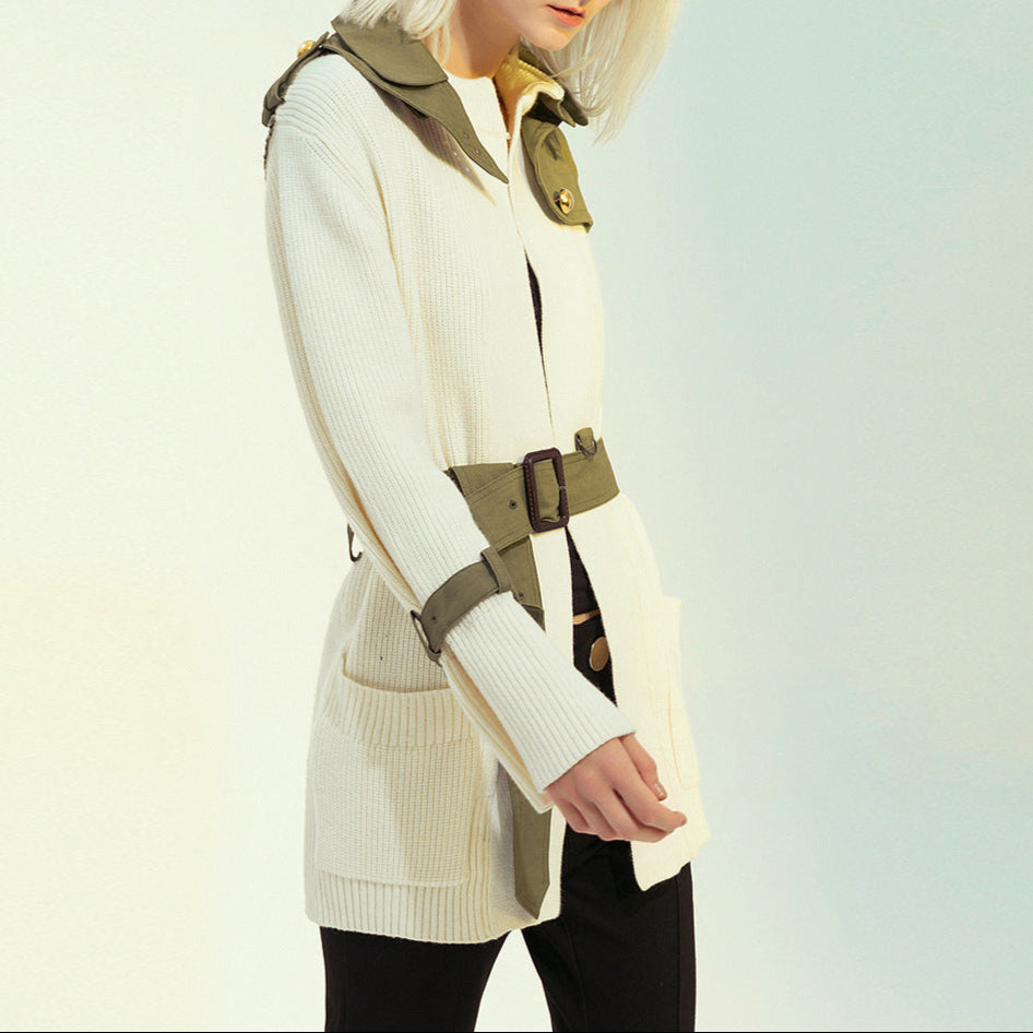 Sofia Color Block Knit Trench Coat