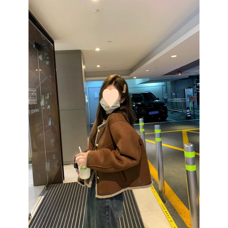 Fashion Personality Lambswool Suede Fur Coat Women