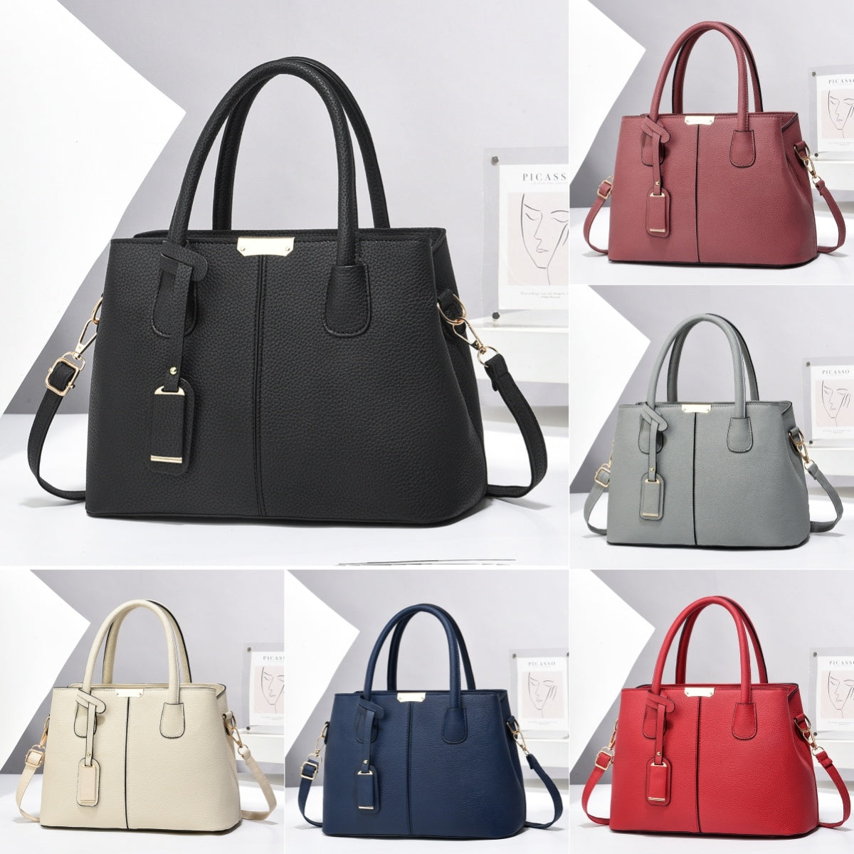 Versatile PU Leather Tote Crossbody Bag for Women