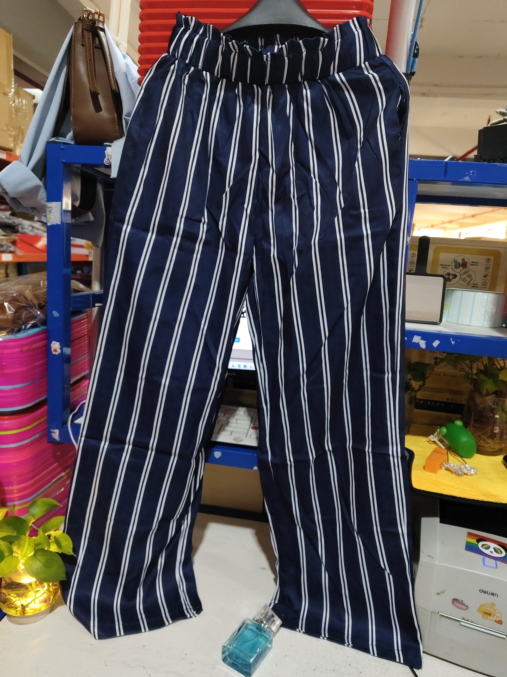 Chic Striped High-Waist Wide-Leg Pants for Women