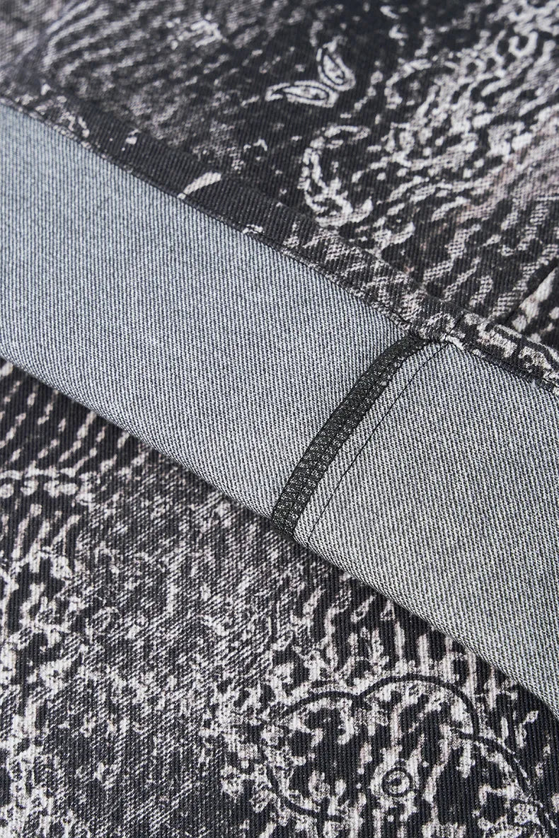 Vintage Paisley Print Straight-Leg Jeans