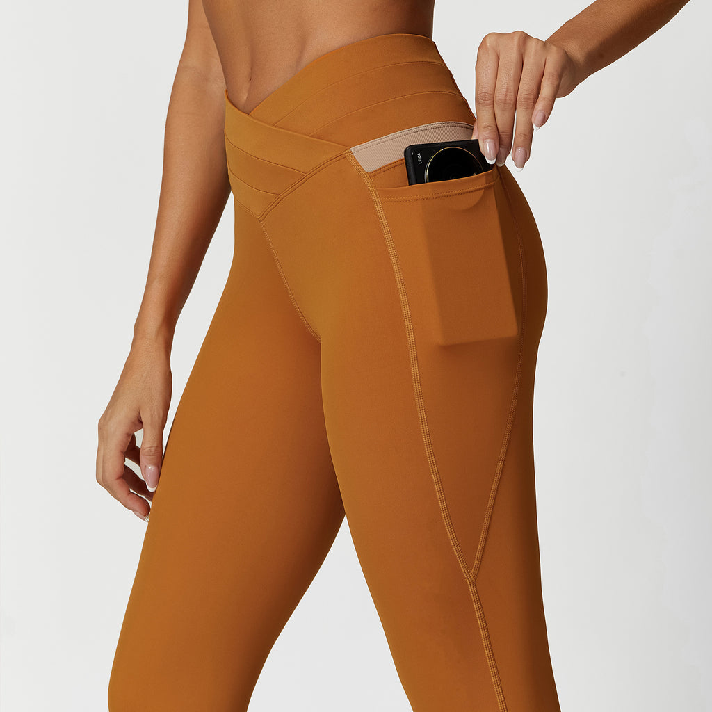 Dynamic Color Block Sports Bra and High Waist Crossover Yoga Leggings