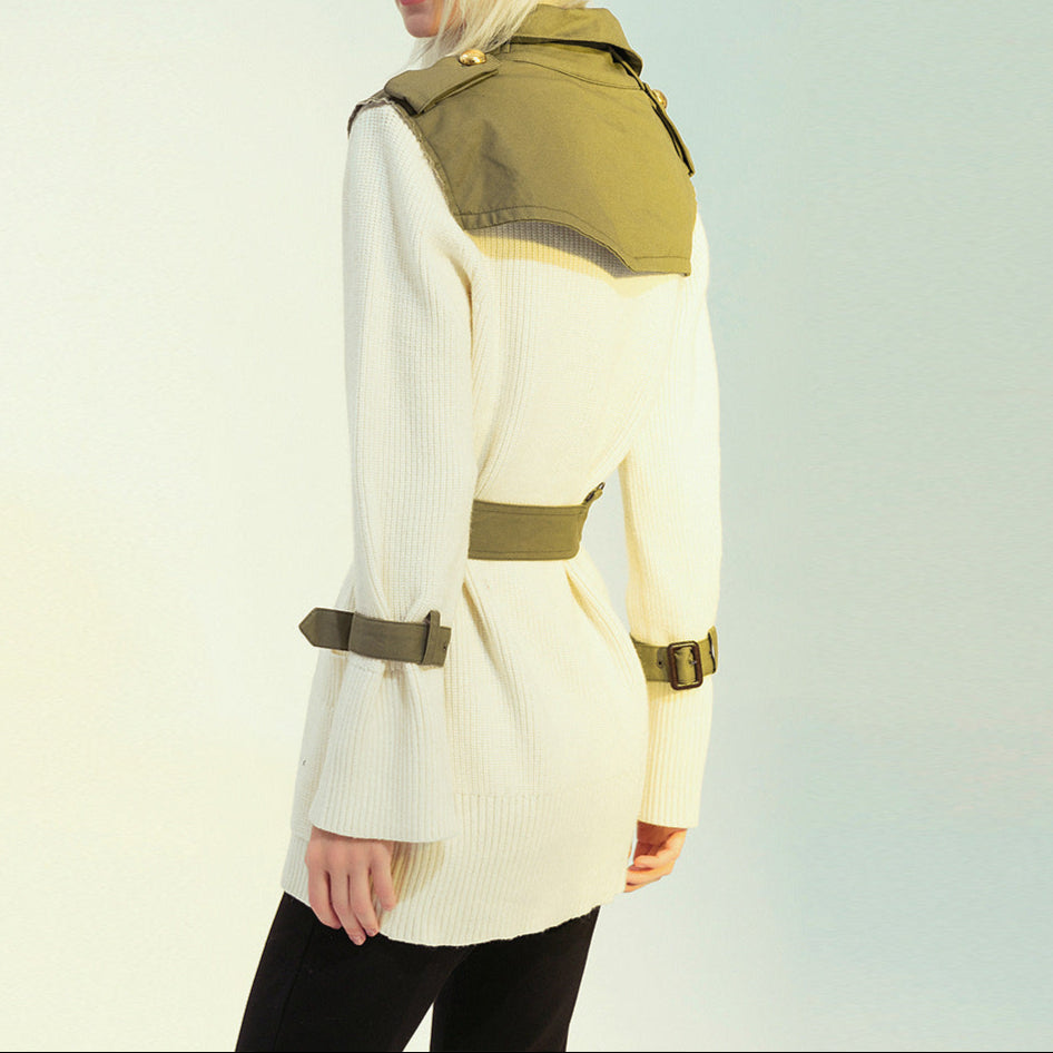 Sofia Color Block Knit Trench Coat