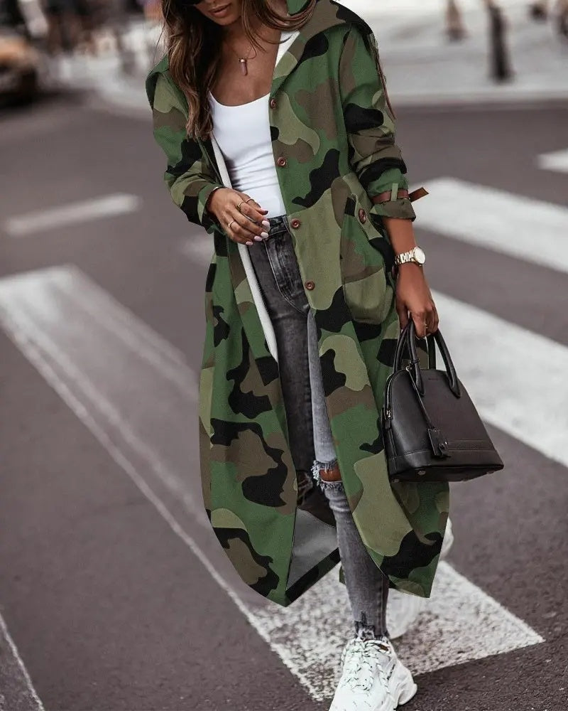 Urban Camo Longline Trench Jacket