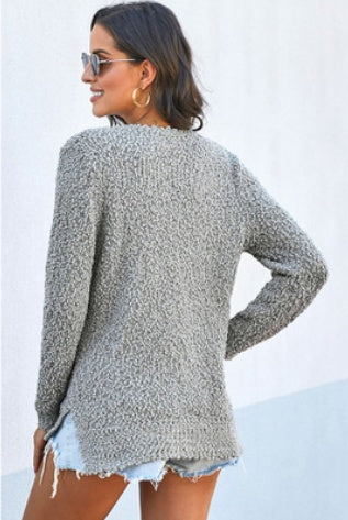 Comfortable Textured Knit V-Neck Pullover Sweater for Everyday Style