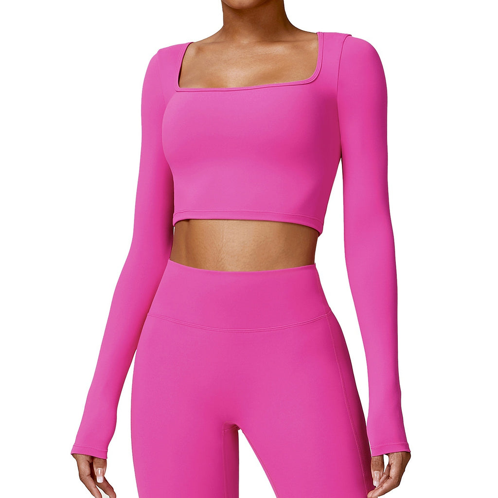 Women's Brushed Long Sleeve Yoga & Gym Crop Top