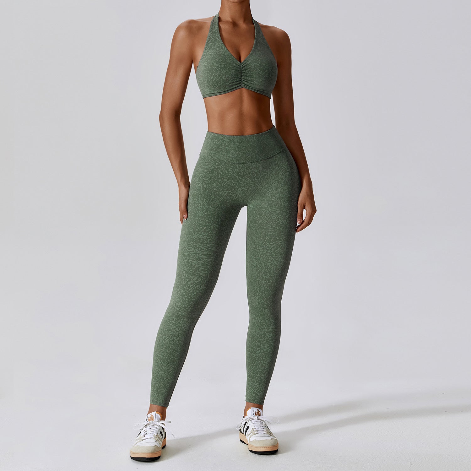 Nude Feel Floral Print Quick Dry Yoga and Workout Activewear Set