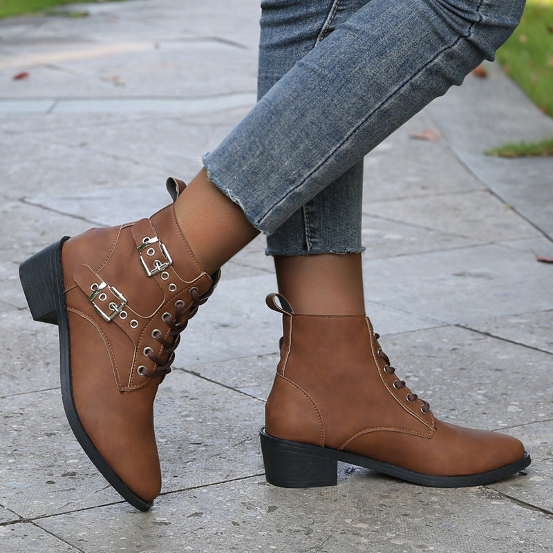 Ryder Buckle & Lace Ankle Boots