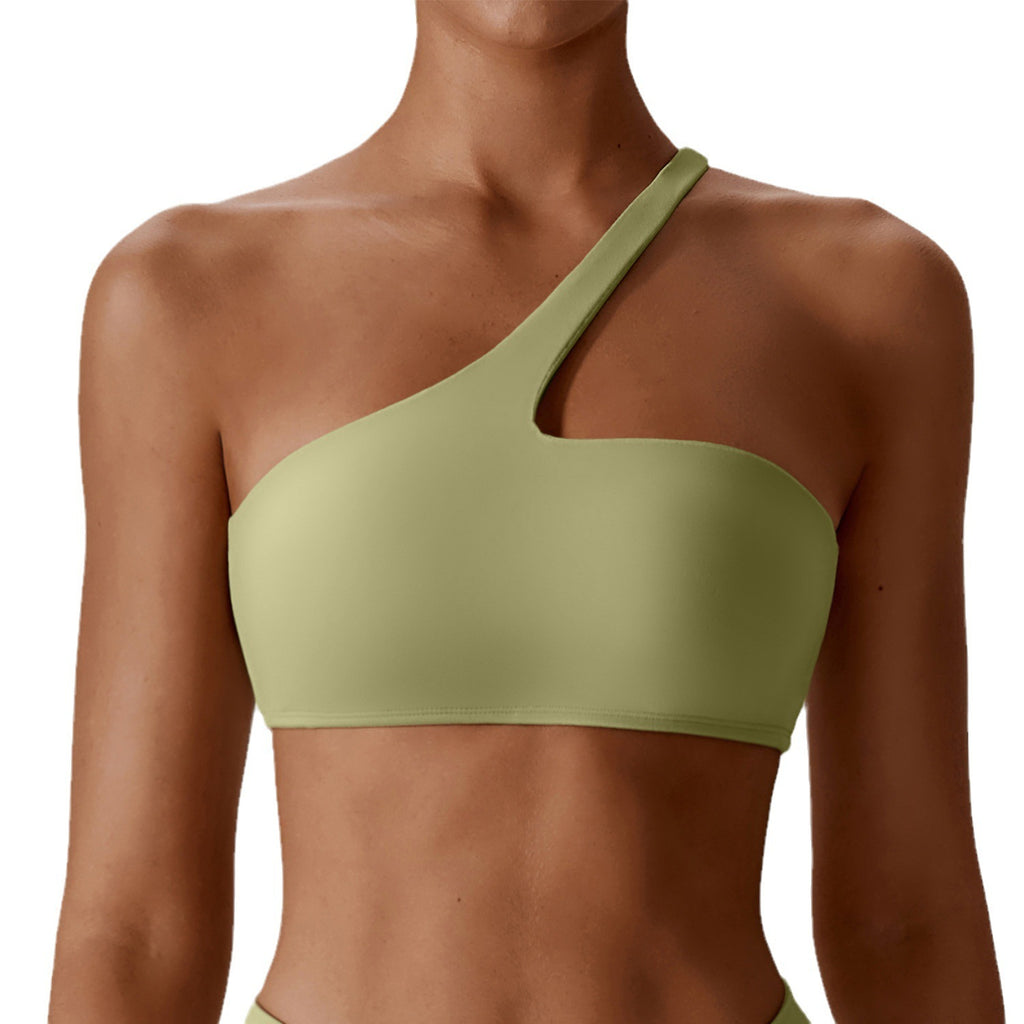 Ariana Vogue Oblique Shoulder Nude Feel Sports Bra - Yoga & Training