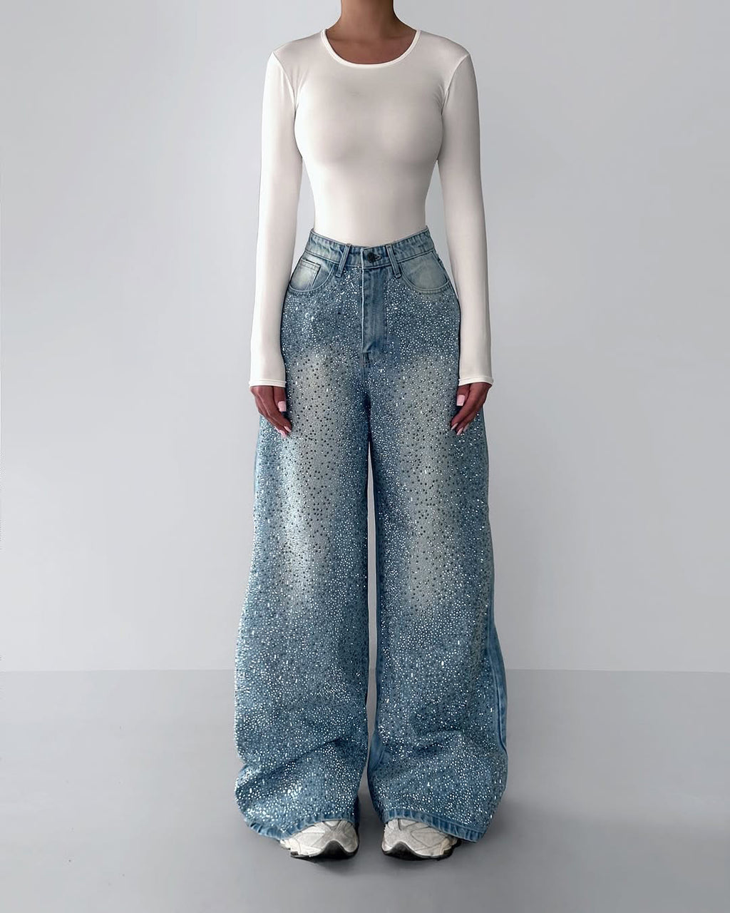 Stardust Rhinestone Wide-Leg Jeans