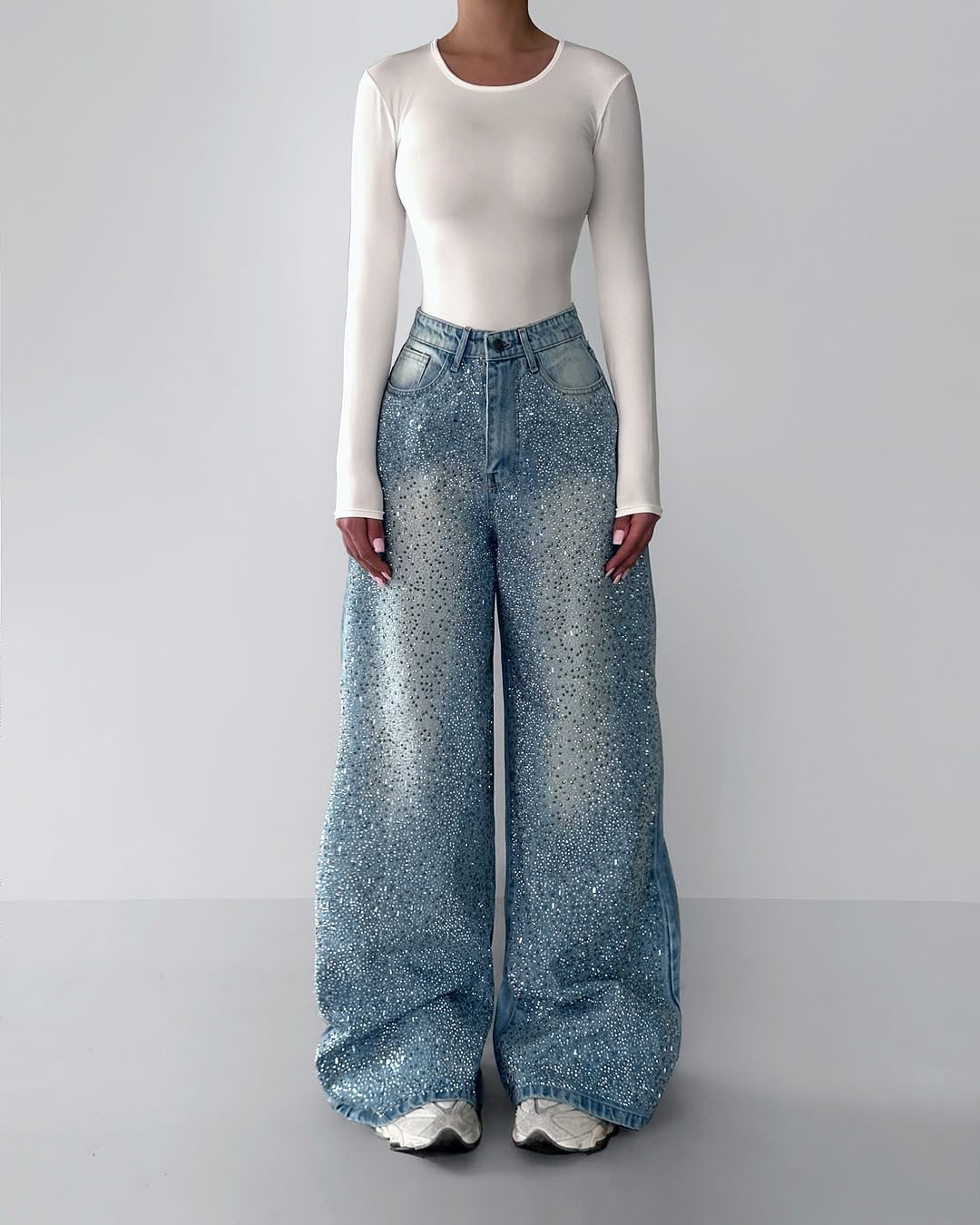 Stardust Rhinestone Wide-Leg Jeans