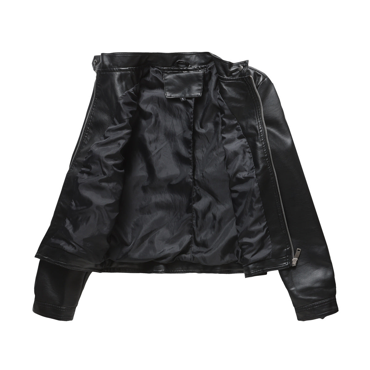 Stylish Faux Leather Moto Jacket with Zipper Detail for Spring Autumn