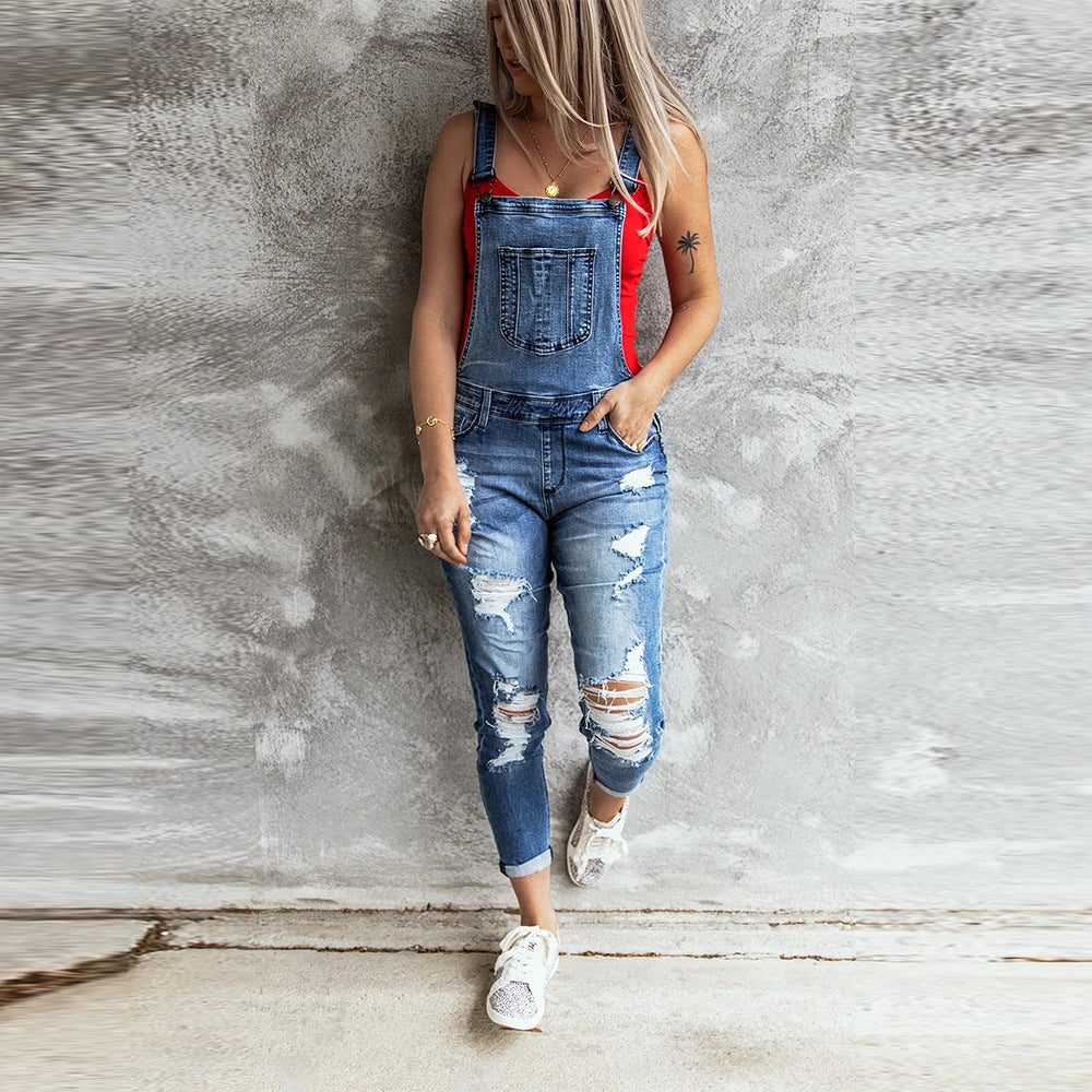 Urban Rebel Ripped Denim Overalls