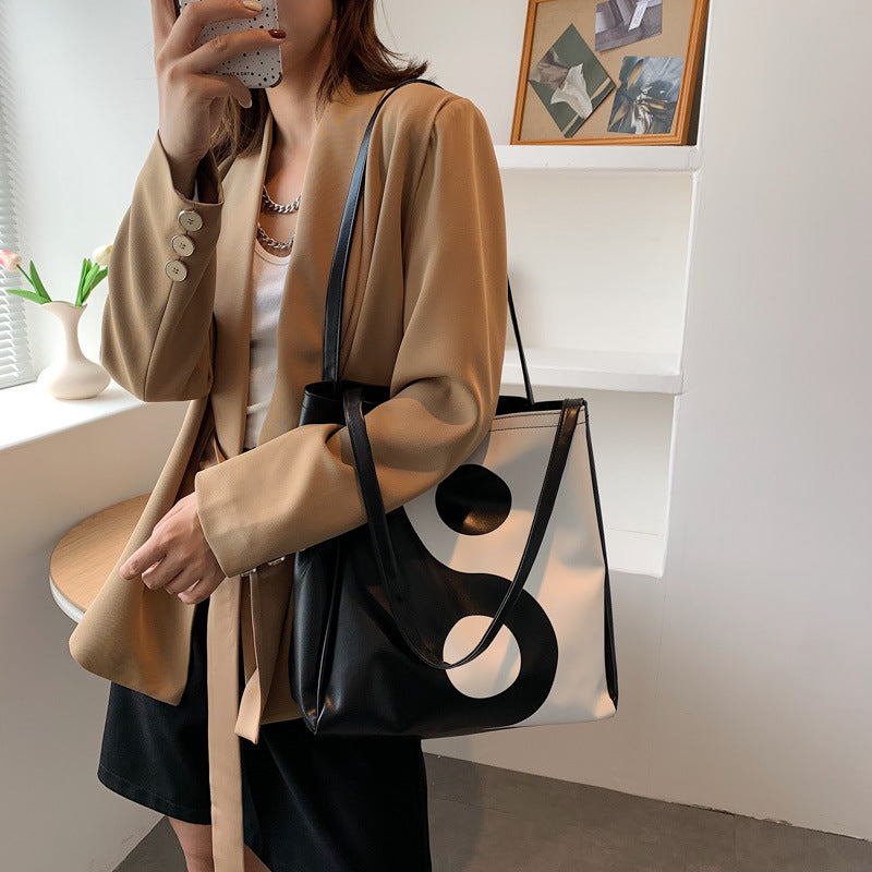 Chic Yin-Yang Large Capacity PU Shoulder Tote Bag