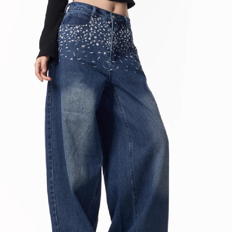 Women's Vintage Embroidered Wide-Leg Jeans