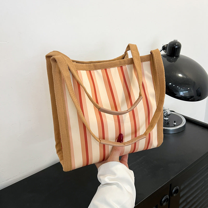 Women's Striped Fashion Tote Bag - Large Capacity & Chic