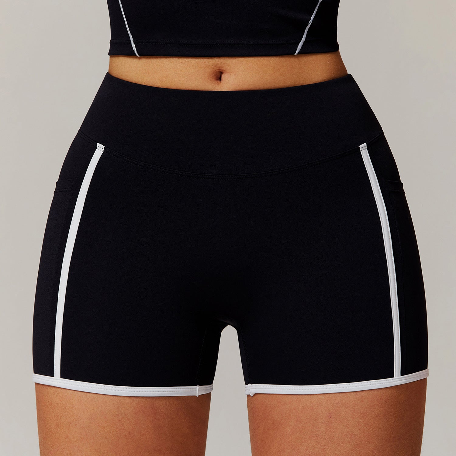 High Waist Nude Feel Performance Shorts with Side Pockets for Yoga and Active Training