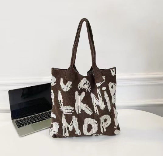 Chic Woven Knit Tote Bag - Spacious & Stylish