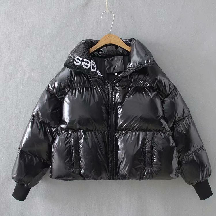 Chic Glossy Padded Puffer Jacket for Trendy Winter Warmth and Style