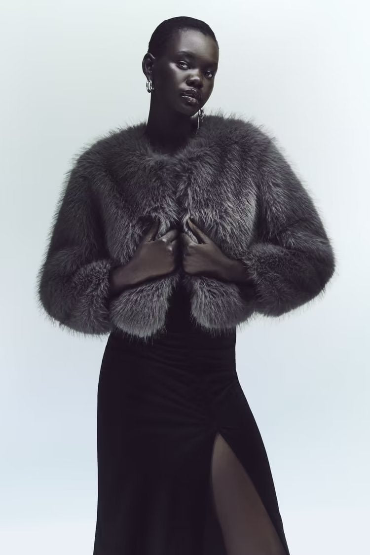 Chic Faux Fur O Neck Cropped Jacket Stylish Warm Outerwear