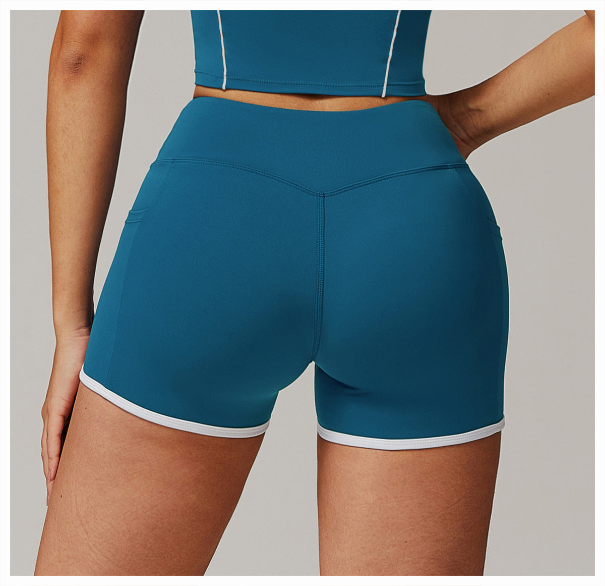 High Waist Nude Feel Performance Shorts with Side Pockets for Yoga and Active Training