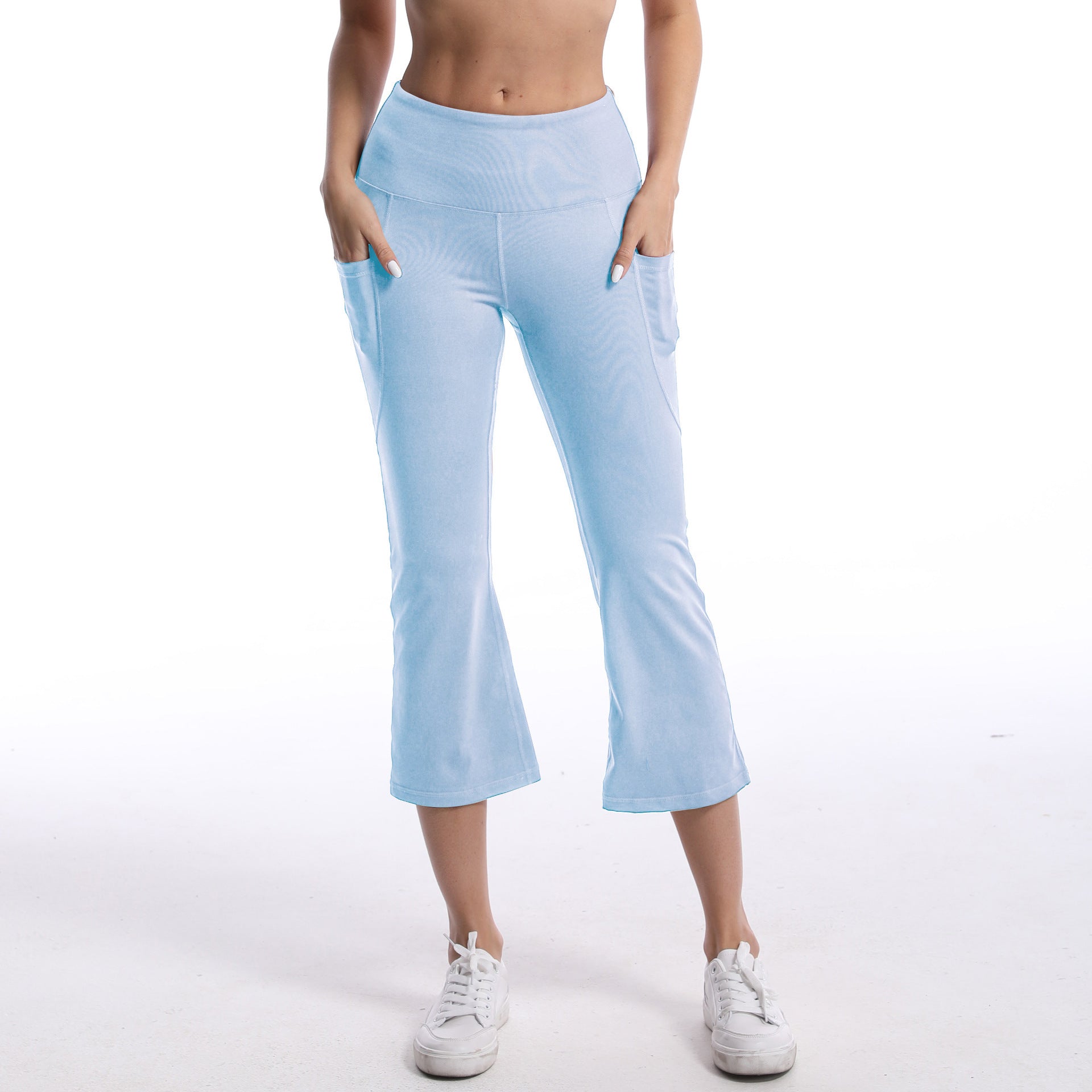 Excellent Nude Feel Cropped Yoga Leggings with Pockets & Hip Lift