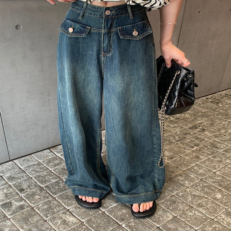 Women's Retro High Waist Wide Leg Jeans