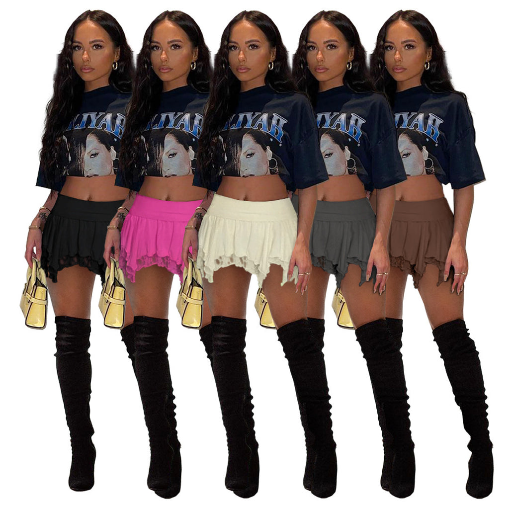 Trendy Low Rise Asymmetric Ruffle Hem Mini Skirt