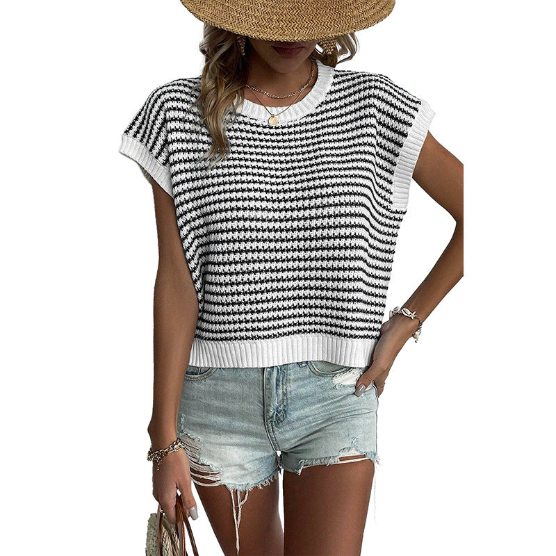 Chic Striped Knit Vest Top Comfortable Everyday Style