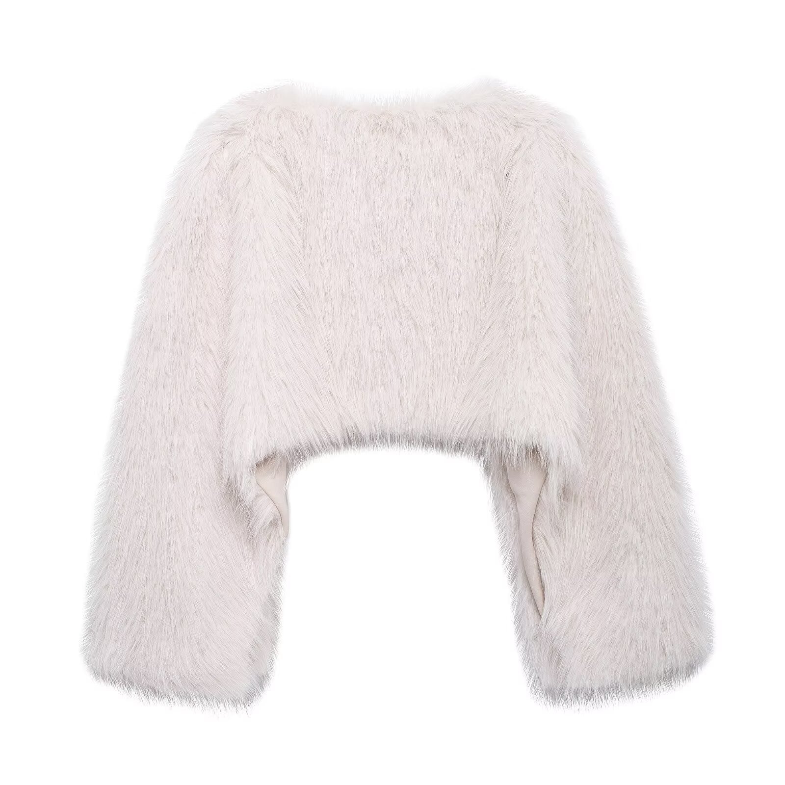 Chic Faux Fur Crop Jacket Statement Long Sleeve Cozy Outerwear