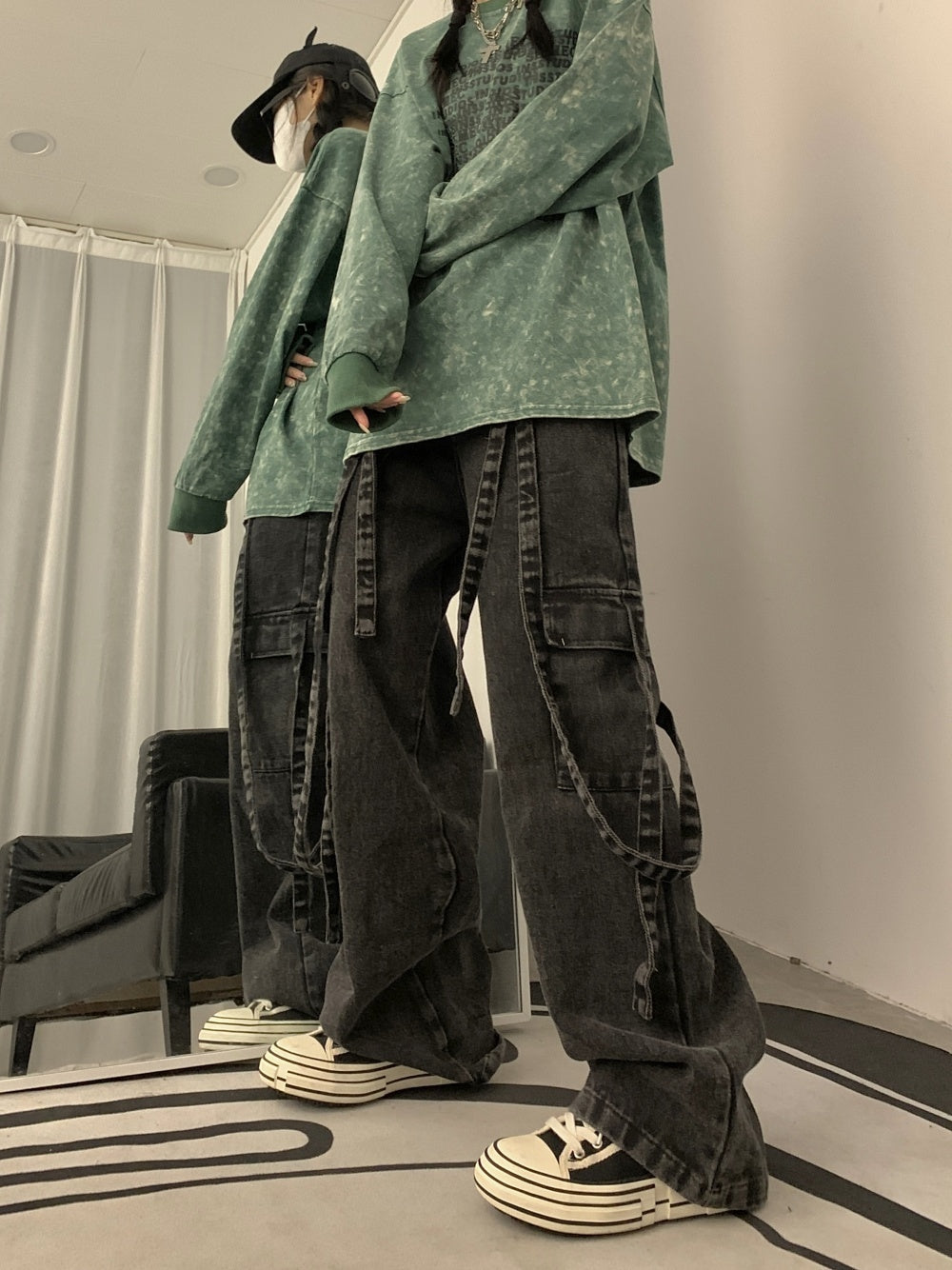 Baggy Washed Purple Denim Cargo Pants