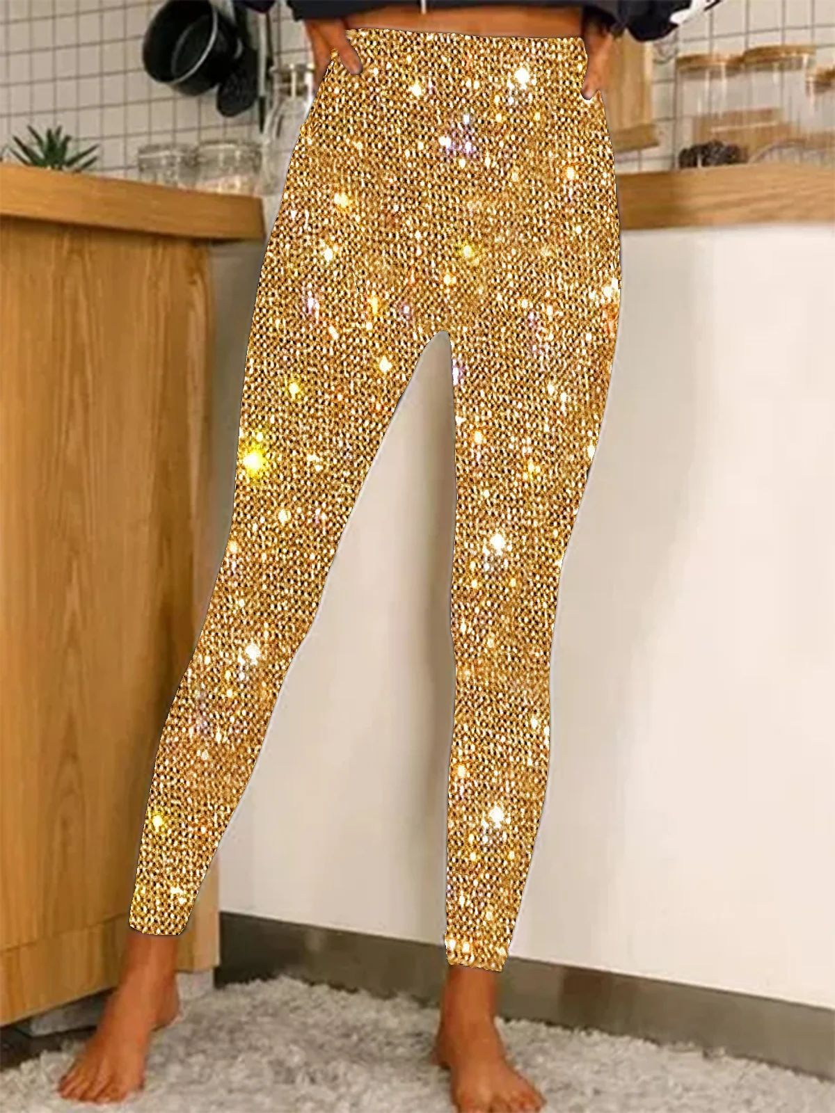 Women's Sparkle Sequin Leggings - Glamorous Party Pants