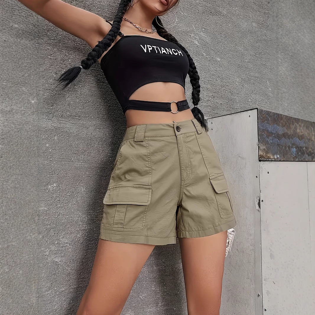 Effortless Stylish Straight Leg Casual Loose Fit Cargo Shorts for Women