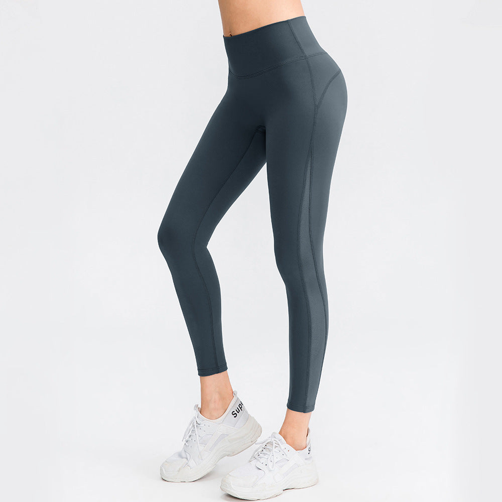 Smooth Comfort Athletic Leggings with Mesh Panel and Nude Feel