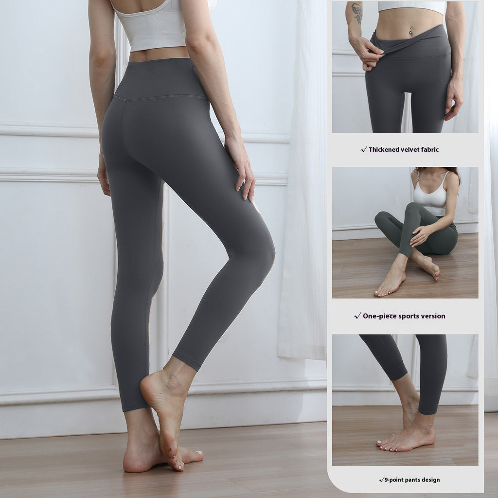 Thickened Traceless High Waisted Fleece Lined Activewear Leggings for Yoga and Fitness