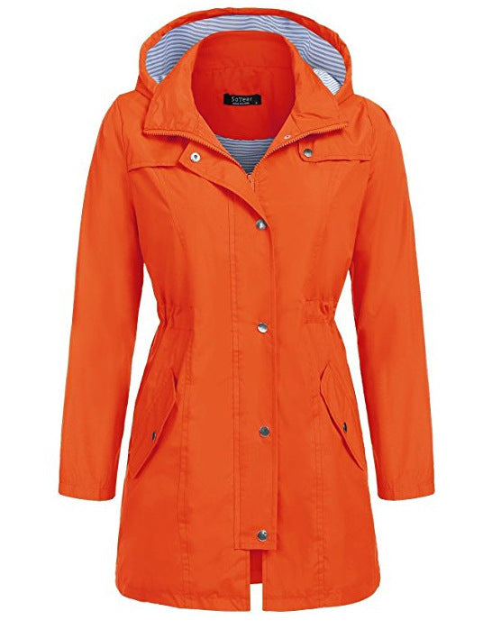 Women's Lightweight Hooded Trench Coat - Stylish & Water-Resistant