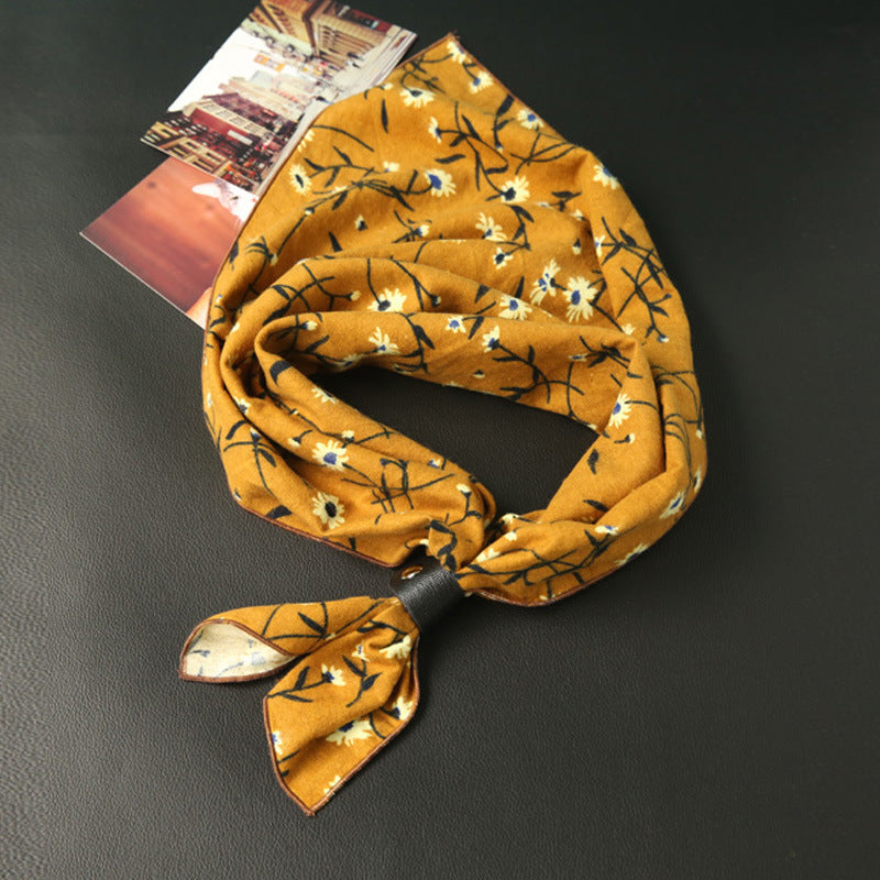 Elegant Women's Cotton Square Scarf - Bird Print