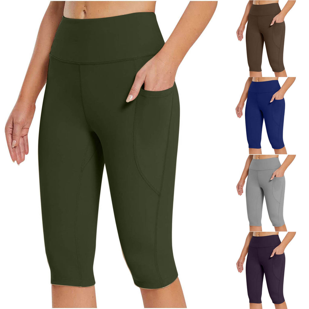 High Waist Side Pocket Stretch Sports Leggings for Active Women
