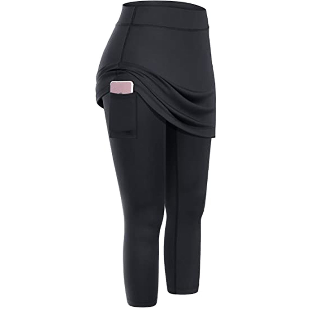 Women's Skirted Leggings with Pockets - Moisture-Wicking Activewear