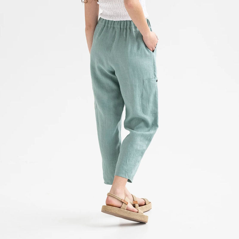 Women's Loose High Waist Cotton Linen Casual Pants with Pockets