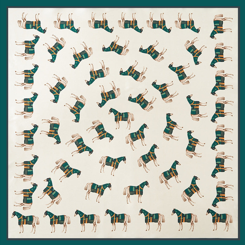 Chic Printed Silk-Feel Square Scarf 53x53cm