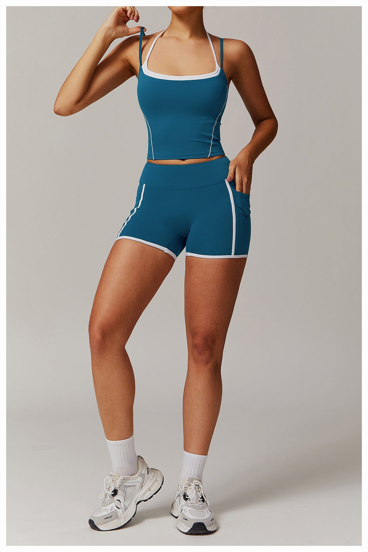 High Waist Nude Feel Performance Shorts with Side Pockets for Yoga and Active Training
