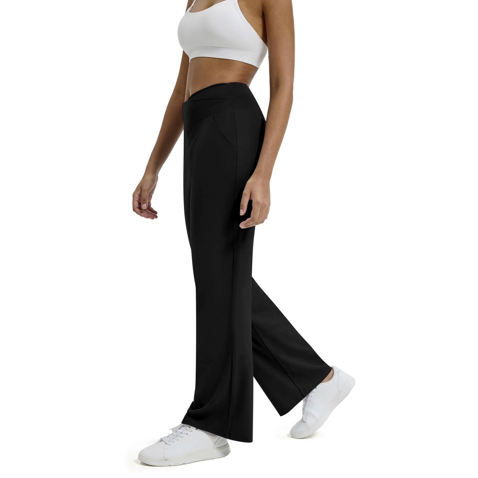 Comfort Nude Feel V-Waist Activewear Pants with Pockets - Yoga & Casual