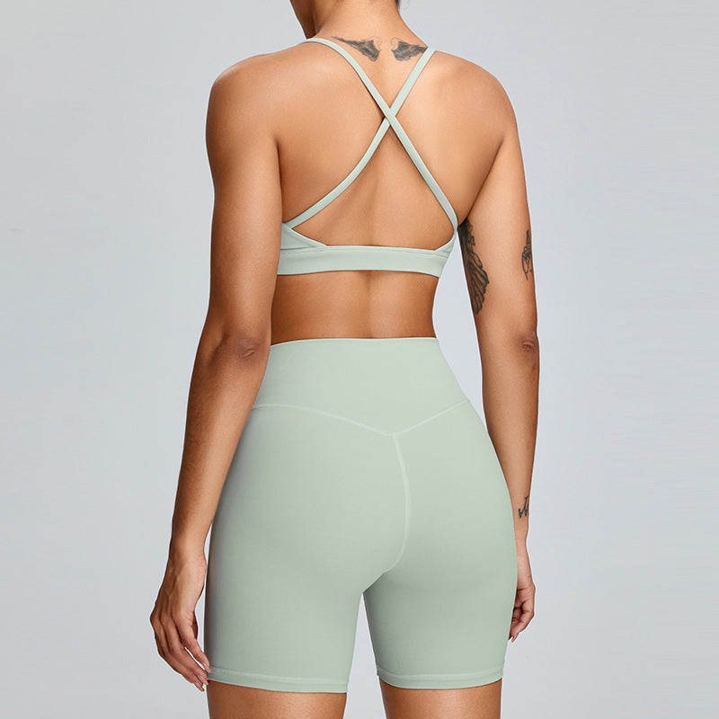 Effortless Comfort Activewear Performance Yoga Shorts and Seamless Sports Bra Set
